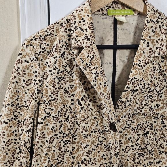 Sigrid Olsen Corduroy Blazer Jacket Sz 10 Cotton Stretch 90s Y2K Gilmore Girls - Picture 2 of 6